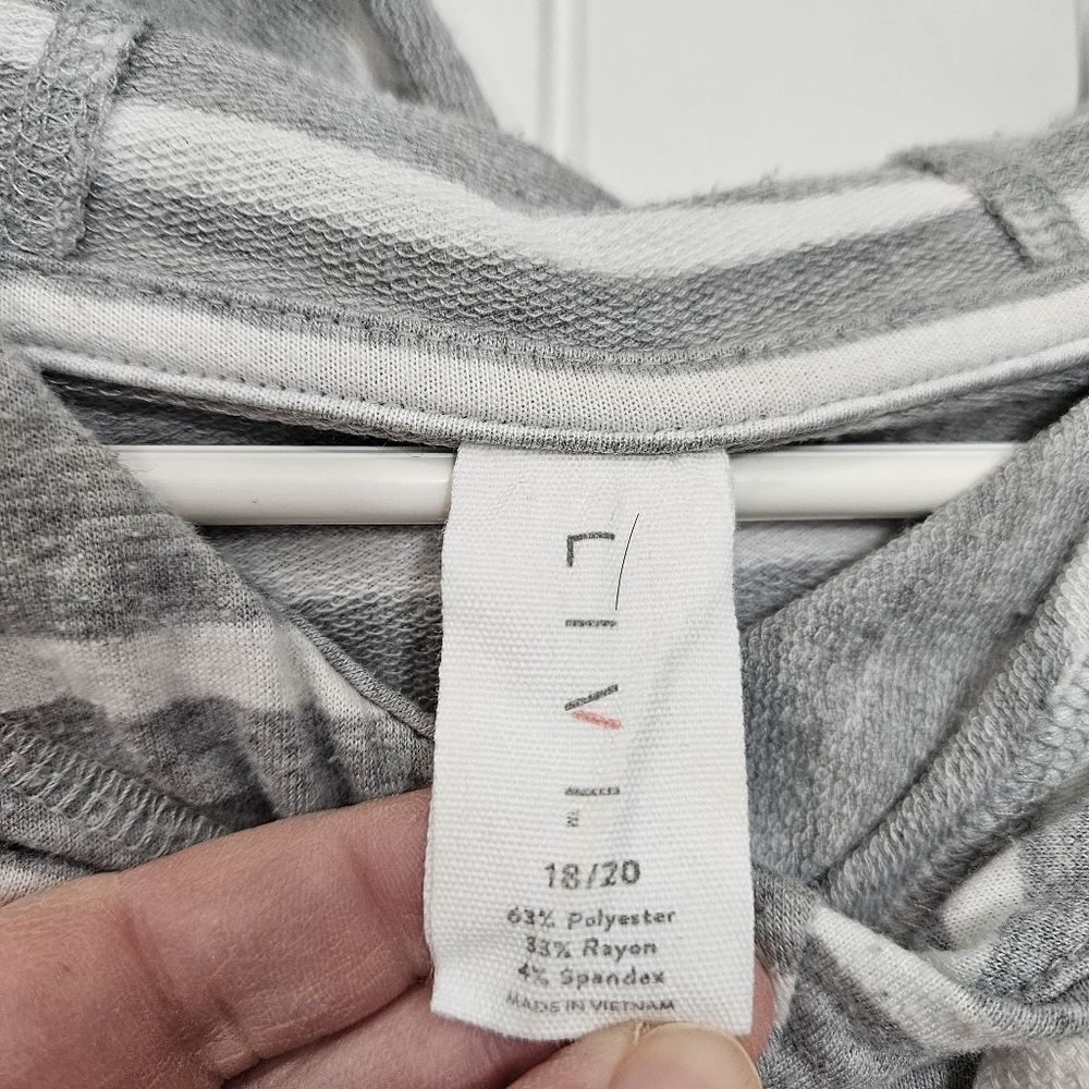 LIVI Gray & White Striped Hooded Tunic Plus Size 18/20 - Picture 3 of 7